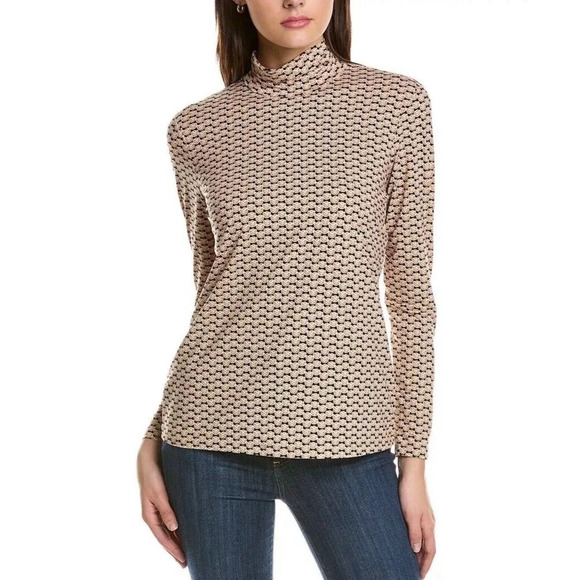 J. McLaughlin Nora Turtleneck Long Sleeve Top Womens Size S Geometric Print - Picture 1 of 10